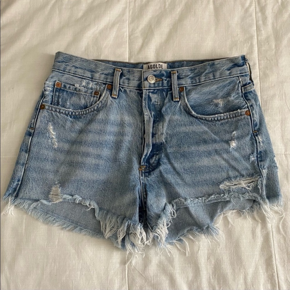 Agolde Parker distressed jean shorts, size 27